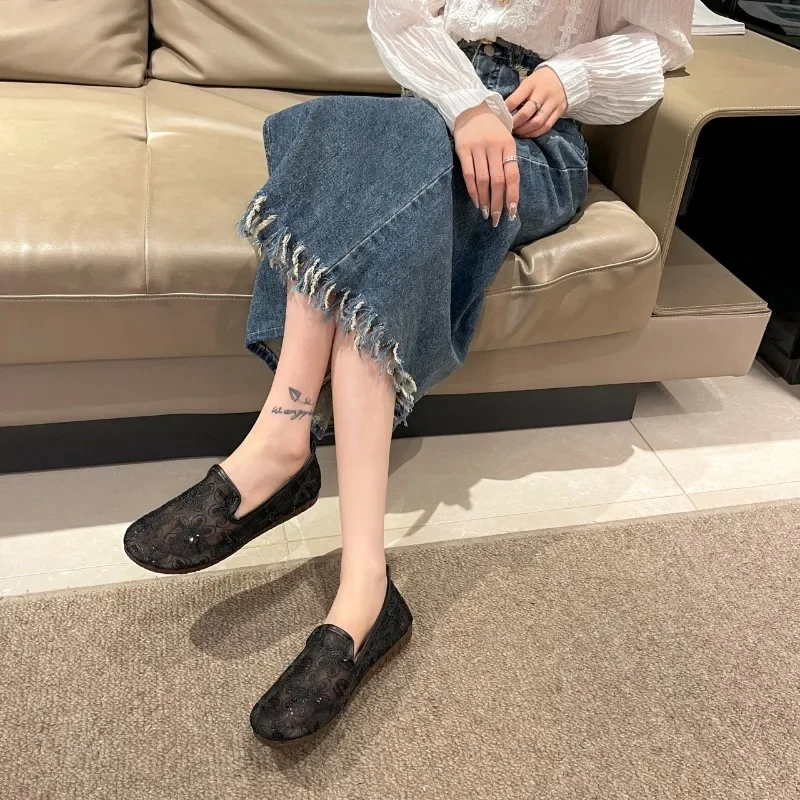 Ladies Shoes 2024 High Quality Shallow Women's Flats Fashion Sequins Daily Flats Women Hot Sale Round Head Solid  Flat Low Heels 4