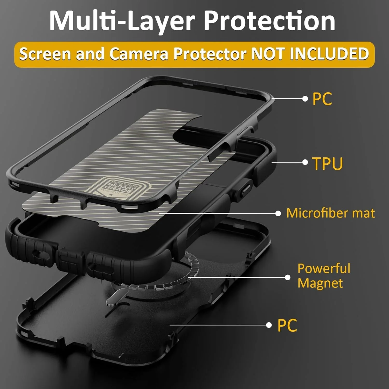 Rugged Military-Grade Shockproof Armor Case with MagSafe Charging Support