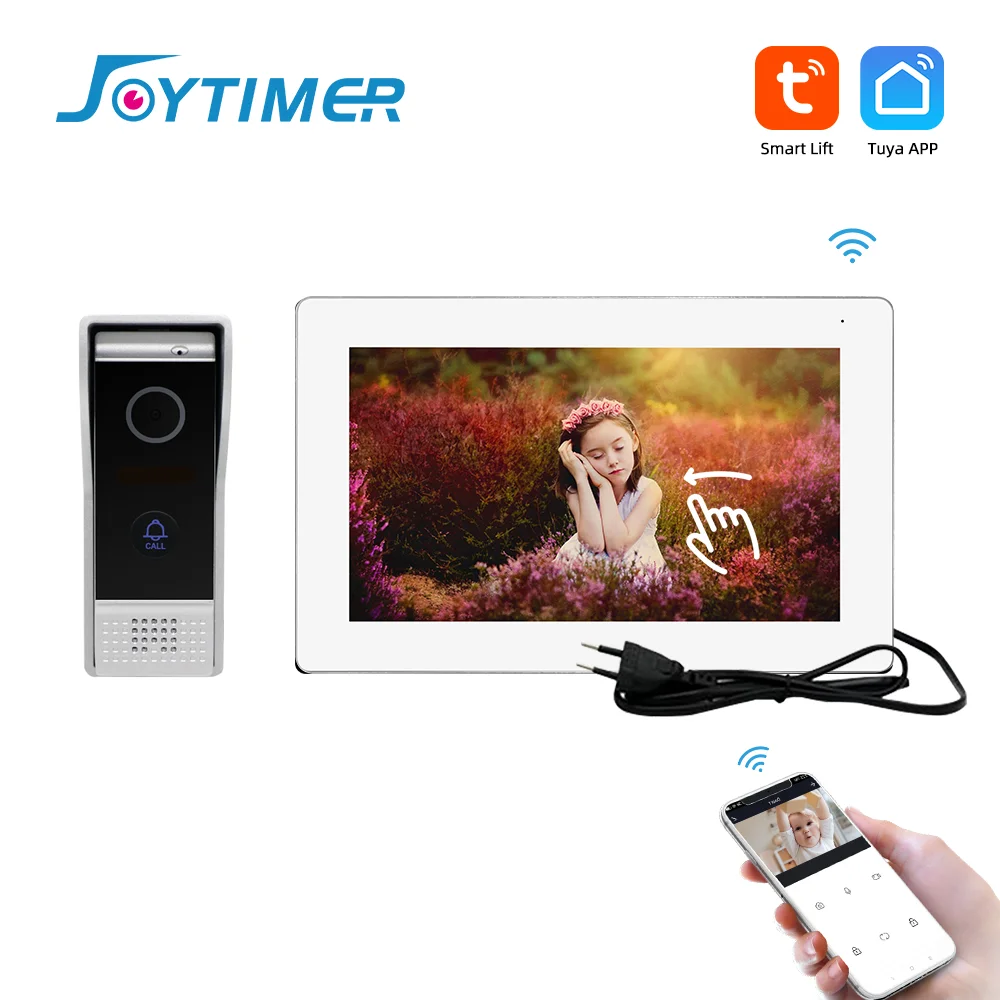 

Видеодомофон Joytimer с Wi-Fi, система для квартиры, AHD видео, дверной звонок, полносенсорный экран, датчик движения, приложение Tuya