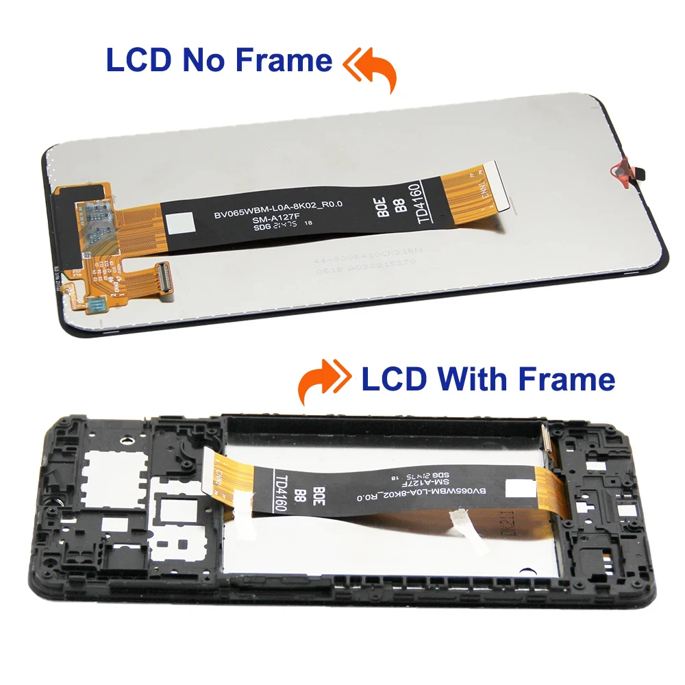 LCD 디스플레이 터치 스크린 디지타이저 어셈블리, 삼성 A12 나초 LCD A127F A127M A127U 용 하이 퀄리티, 삼성 A127 LCD, 6.5 인치