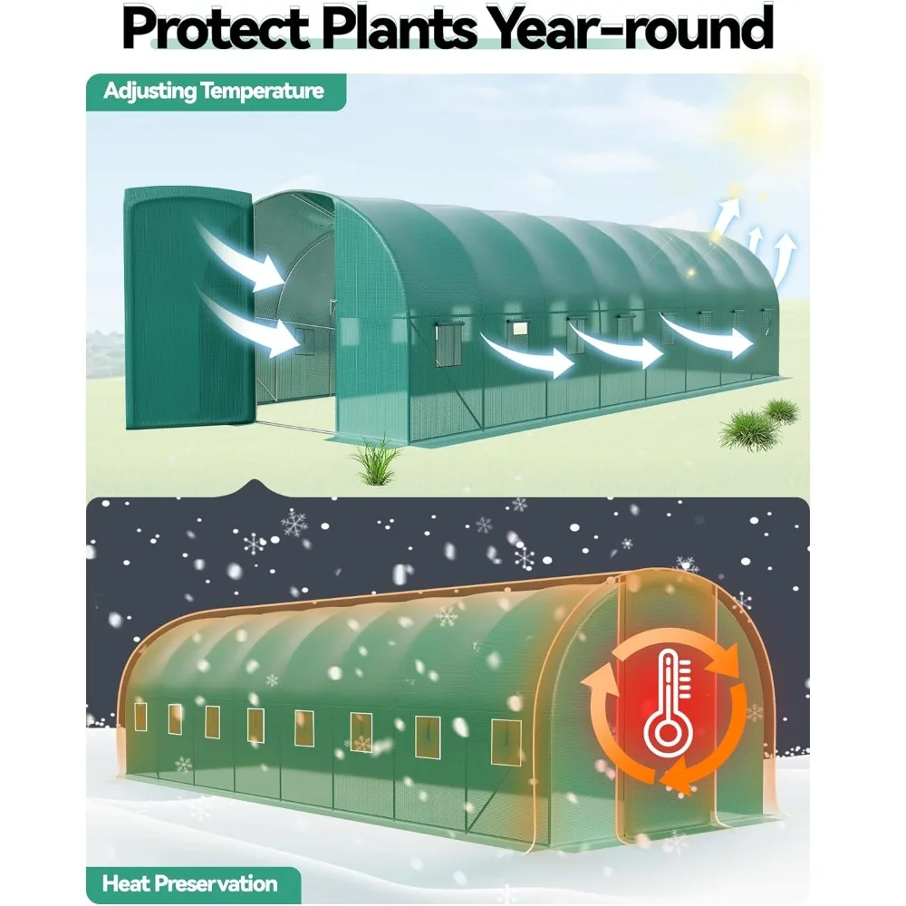Greenhouse 28x10x7.5ft,Galvanized Steel Tunnel Greenhouses ,Garden Hot House for Home Gardening Seed Germination,Greenhouse