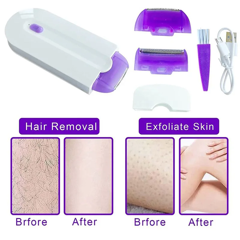 NEW Low Price Durable Women Hair Removal Painless Shaver Sensor Light Rechargeable Depilator Kit