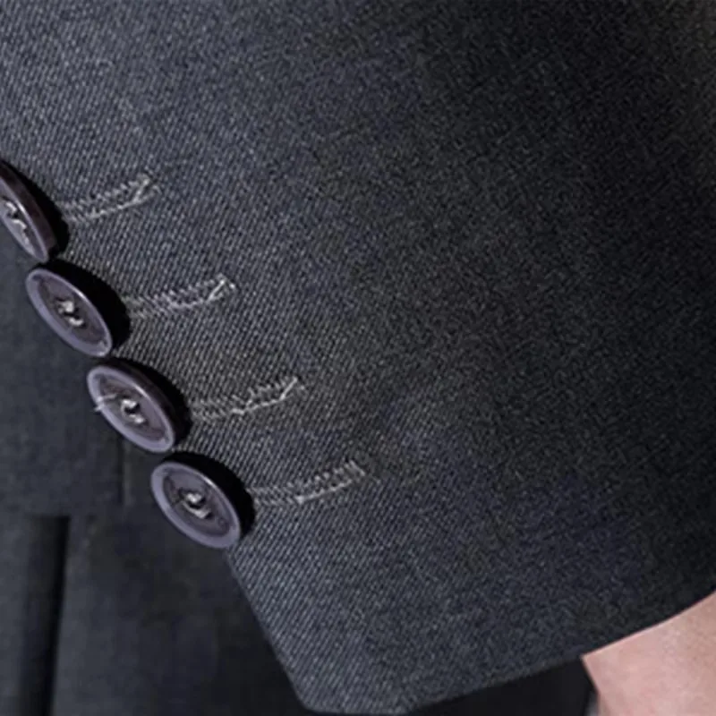 Chinese Style Men Gray Tunic Suit Jacket Stand Collar Single Breasted Business Casual Male Blazers
