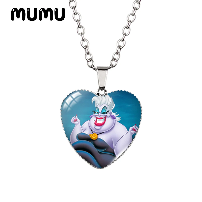 Little Mermaid Heart Necklace - Handmade Glass Pendant Jewelry for Kids