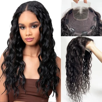 Toppers per capelli ricci sciolti Toppers per capelli umani pre pizzicati Topper per chiusura frontale in pizzo HD per donne Topper per capelli umani veri al 100%