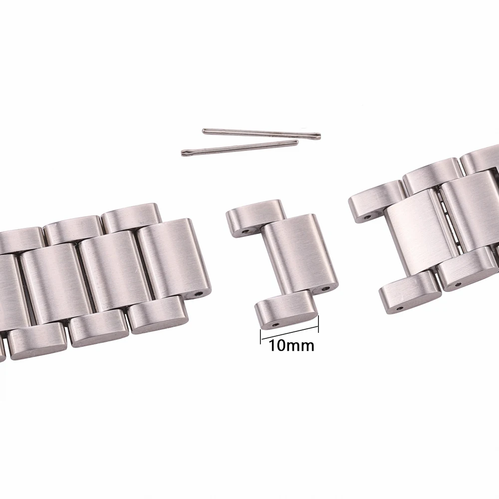 Elegant Brushed Stainless Steel Watch Band Bracelet - Unisex Versatile Design