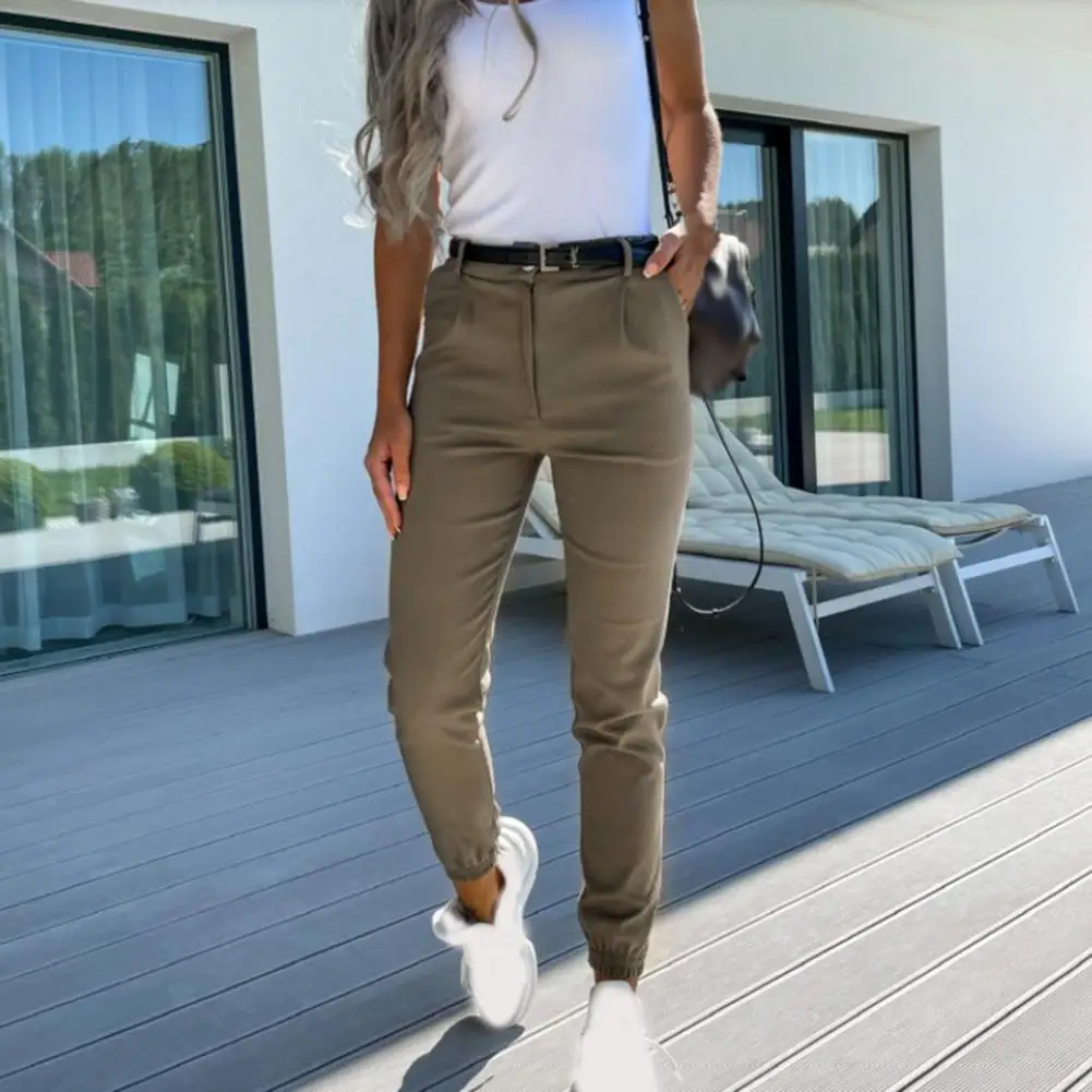 

Casual Pencil Pants Lady Solid Color Spring Autumn All Match Ankle Tied Cropped Pants Office Lady Trousers Skin-friendly