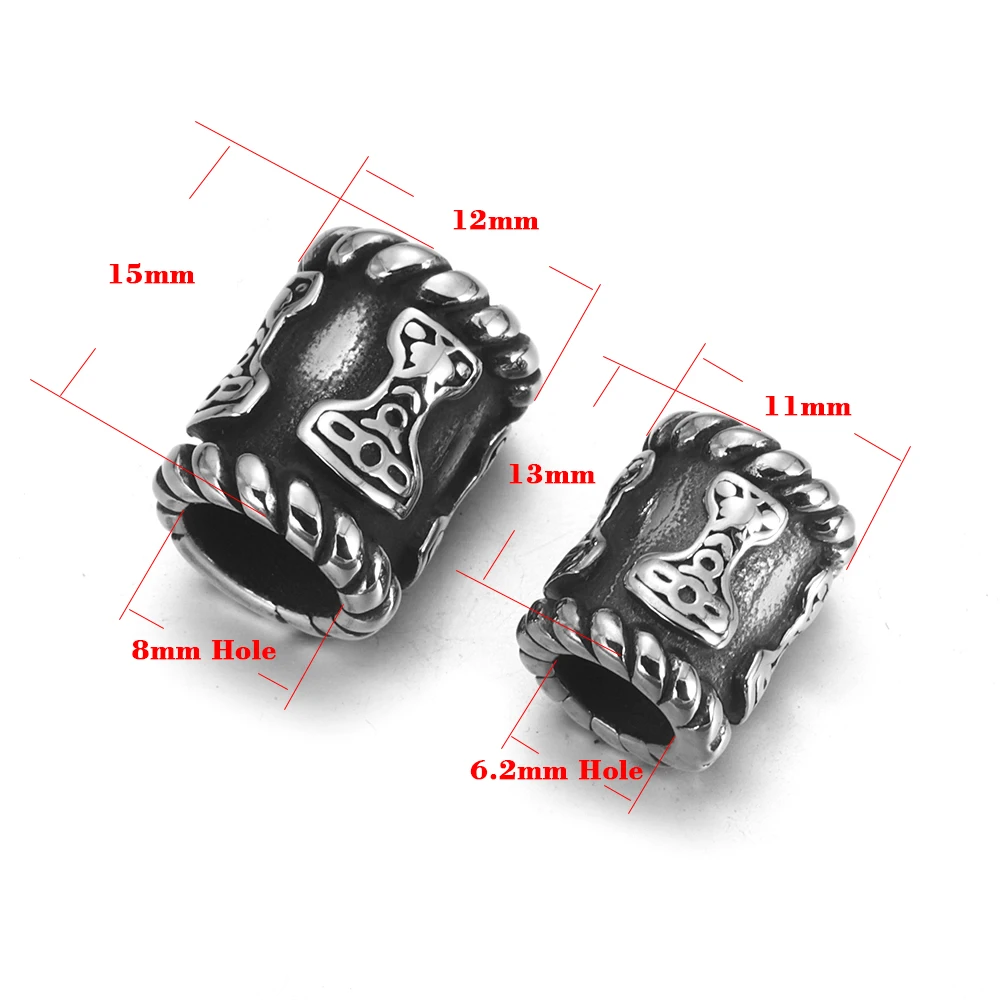 Nooit Vervagen Roestvrijstalen Viking Kralen 6Mm 8Mm Gat Lederen Koord Sieraden Armband Maken Metalen Kraal Diy Accessoires