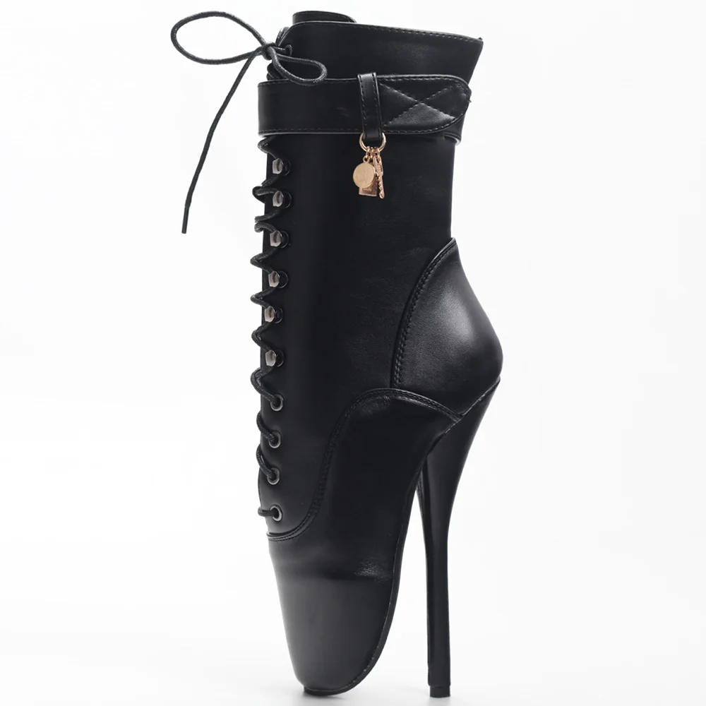 465735-0259df.jpg JIALUOWEI 7 Inch High Heel Extreme Fetish Goth Ballet Laceup Ankle Boots Size36-46 Fast Shipping - Image 1