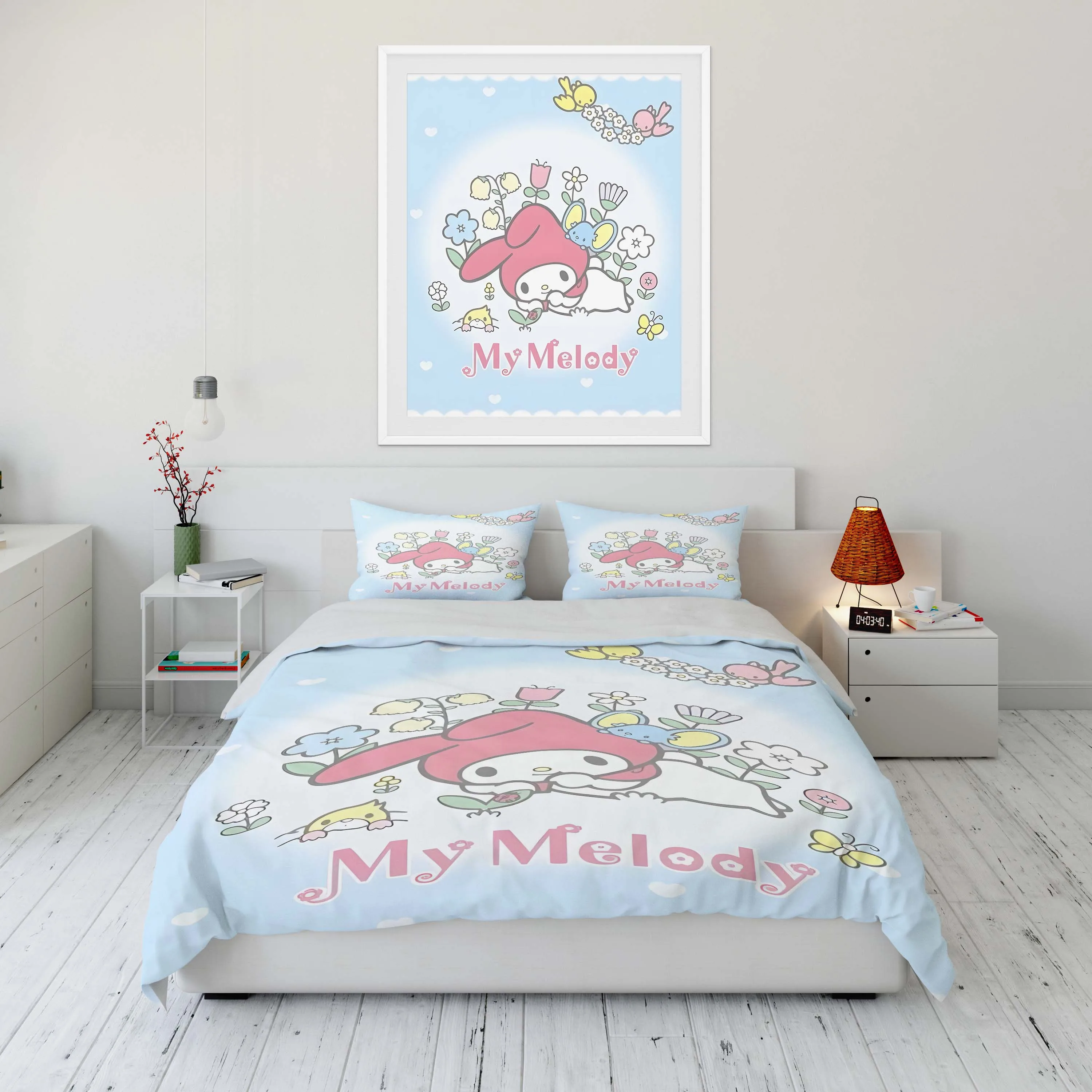 

10 Sizes Sanrio My Melody Printed Bedding Set Cartoon Anime Duvet Cover Comforter Cover Boys Girls Children Adults Twin King