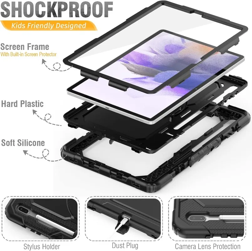 Shockproof Tablet Case with Screen Protector and Handle Belt Cover