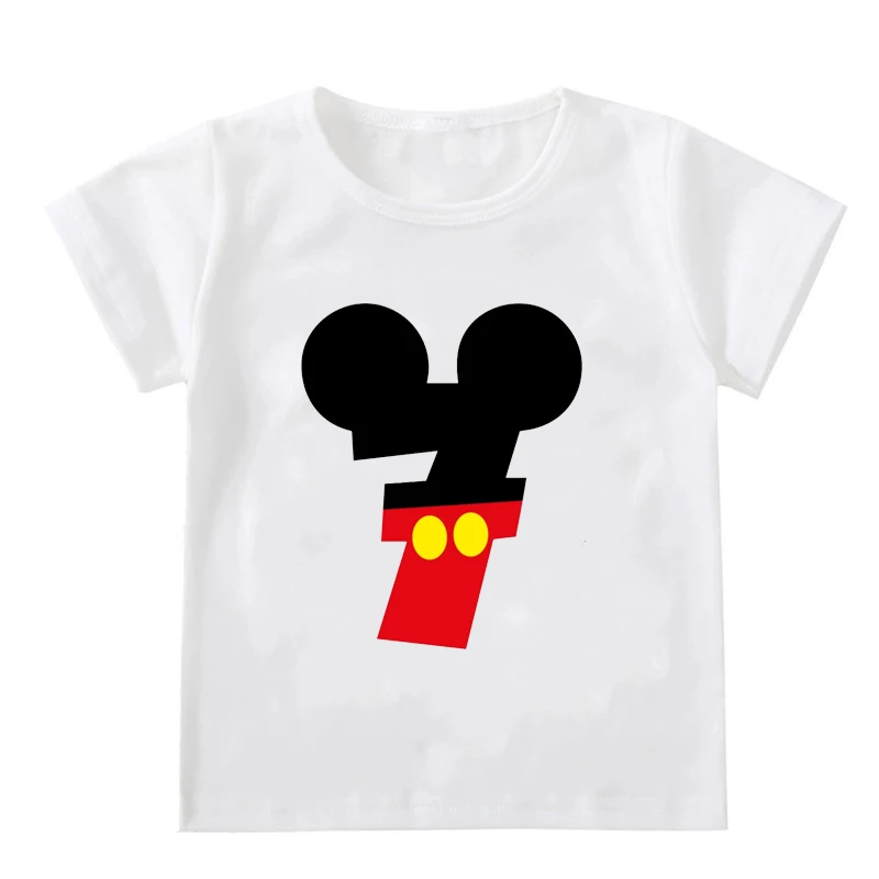 New Kids Boys Girls Mickey Mouse Birthday T-shirts Short Sleeved T Shirt Size 1 2 3 4 5 6 7 8 9 Year Children Party Clothing Tee 5