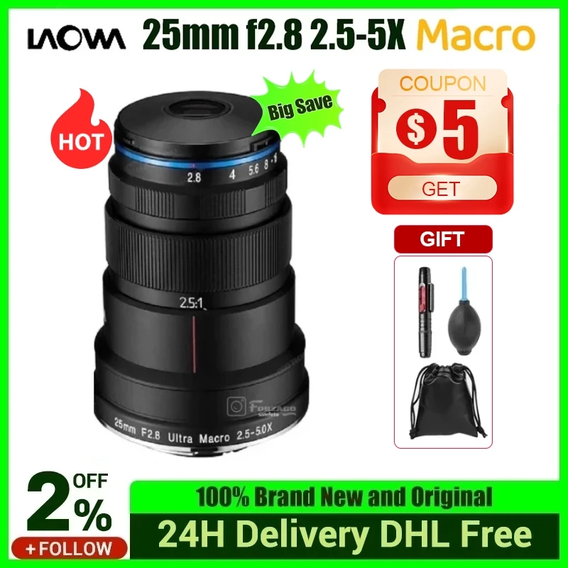 ヴェノウスのようなlaowa超マクロレンズ、25mm、f、2.8、2.5-5x