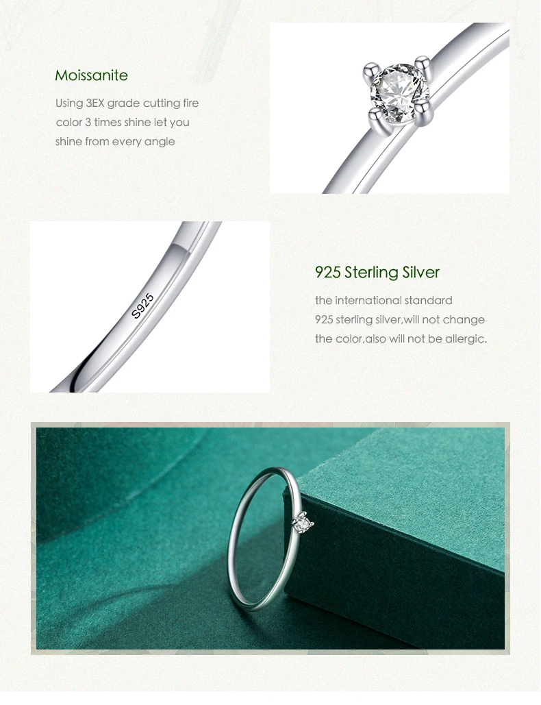 MODIAN Exquisite D Color Round Moissanite Finger Rings 925 Sterling Silver Classic Twinkling Wedding Jewelry For Women Gifts