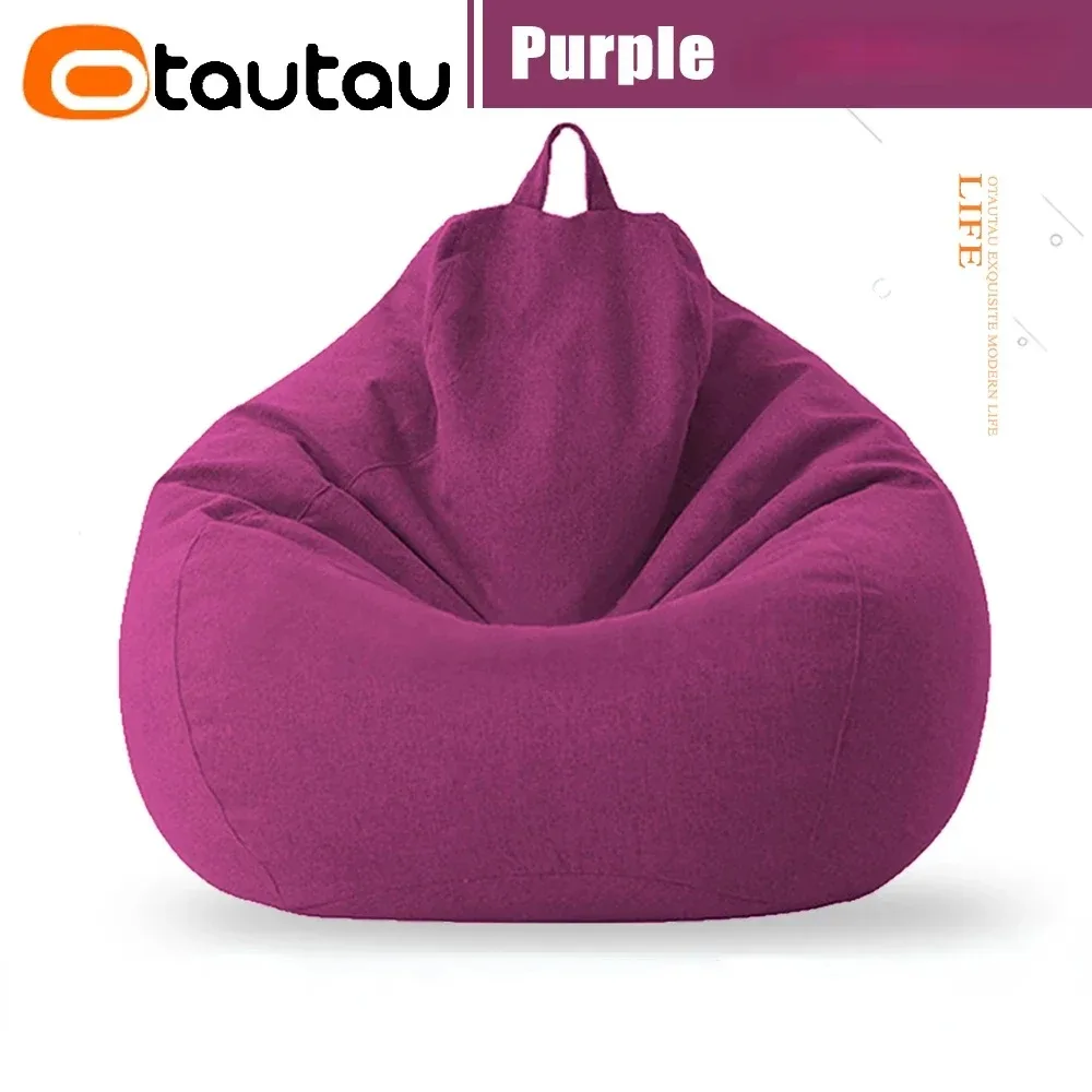 Cotton Linen Bean Bag Cover in Floor Corner Lazy Chair Design - Pouf Salon Ottoman Lounger Sac