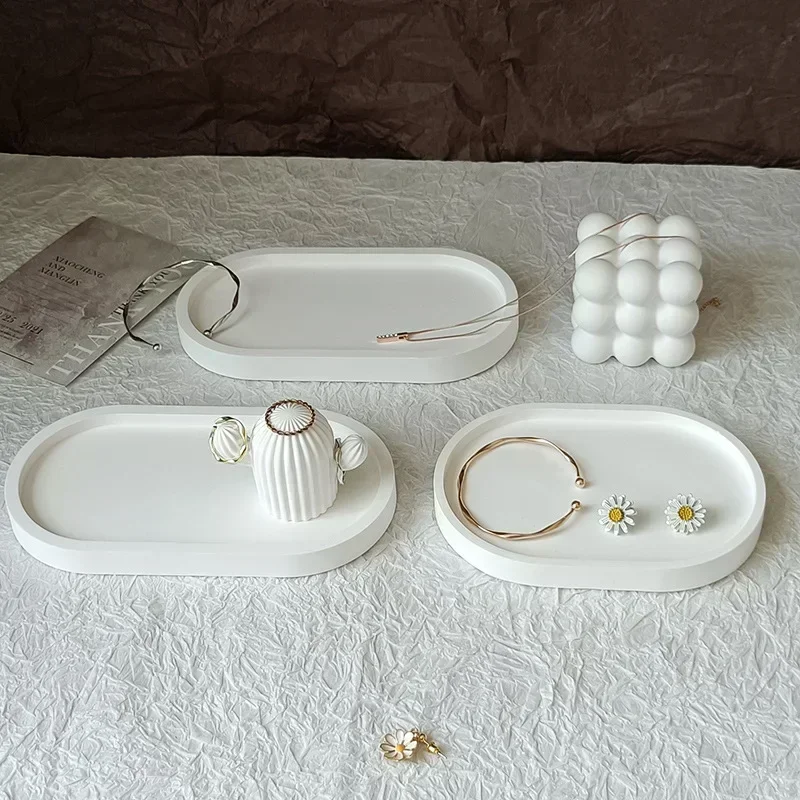 Oval Tray Silicone Mold Mat Plate Flower Pot Concrete Silicone Mould Resin Square Round Hexagonal Coaster Mold Craft Home Decor Silicone Mold