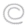 45CM New Hip Hop Tennis Chain Bracelet Necklace Shiny Heart Rhinestone CZ Fashion Rock Party Jewelry
