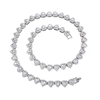 45CM New Hip Hop Tennis Chain Bracelet Necklace Shiny Heart Rhinestone CZ Fashion Rock Party Jewelry