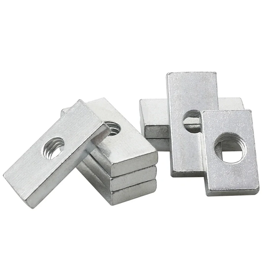 Tuerca cuadrada de acero al carbono chapada en Zinc, bloque deslizante Rectangular delgado para accesorio de perfil de aluminio, M3, M4, piezas, M5, M8, 10-50 M6 - Imagen 5