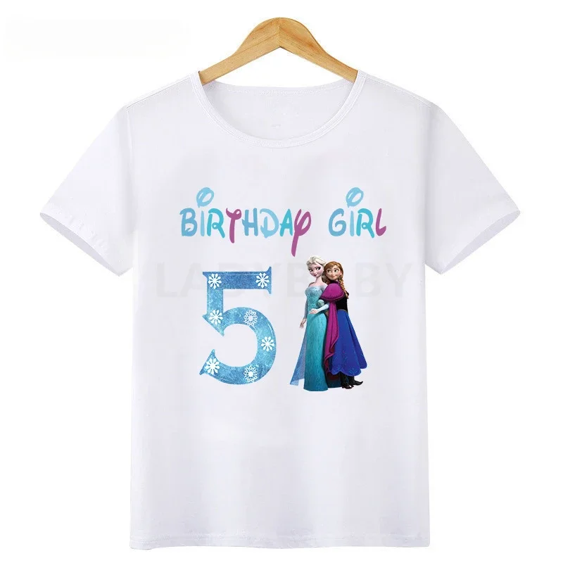 thumbnail image 1 of Camiseta de algodón de cumpleaños para niña de Elsa, Anna y Frozen de Disney, ropa para niños de 1, 2, 3, 4, 5, 6, 7, 8 y 9 años, ropa para bebés, 1 of 5