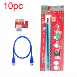 1 10pc VER007S Carte de Montage PCI E 007S PCI Express PCIE 1X 16X Adaptateur 60CM USB 3.0 Câble 15Pin D'alimentation SATA pour Carte Graphique 