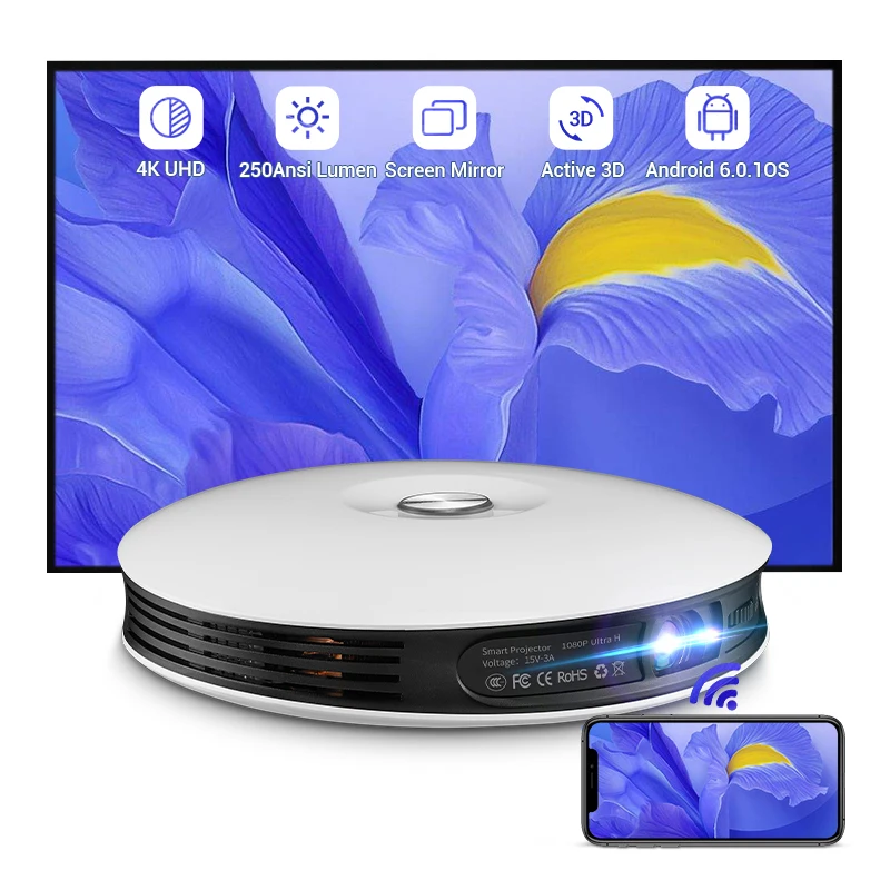 

Hotack D08 3D projecteur smart android WiFi support HD pc projector 4k portable home outdoor dlp projectors