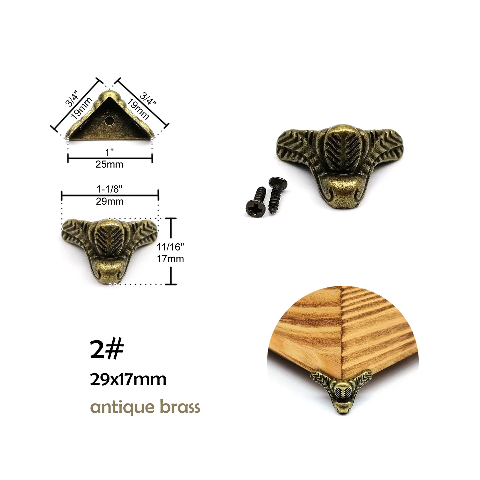 4 Stück Schmucktruhe Holzbox Geschenk Weinkiste Dekorative Füße Bein Eckenschutz Stützhalterung mit Schrauben Golden Silber Bronze – Detail 12