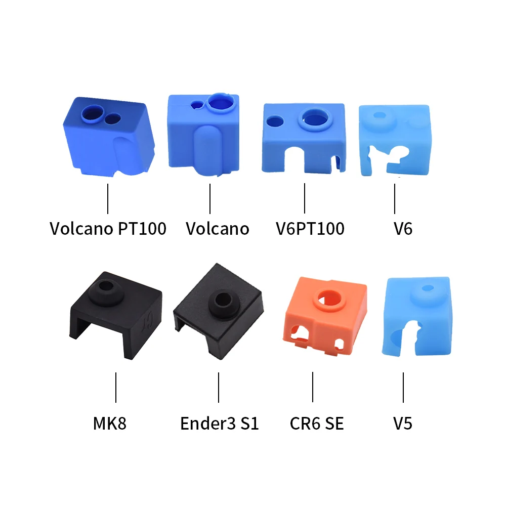 3/5/10 Stück Hotend Silikonsocken für E3d V6 V5 Volcano PT100 Ender3 S1 CR10 MK8 CR6 SE 3D-Drucker Silikonhüllen für Heizblock – Detail 8