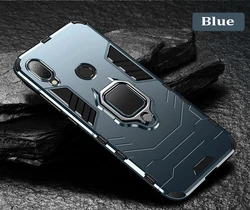 Armored Shockproof Case with Holder Ring - Hard Cover for Mate 30 Lite (Navy)