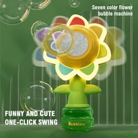 Seven Color Sunflower Handheld Bubble Machine Shake Head Soap Bubbles Swing Light 3 Speed Adjustment Automatic Blowing Kids Toys 2