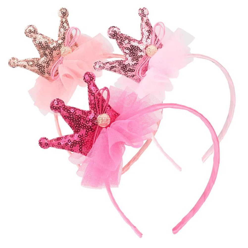 

3pcs Girl Sequins Tiara Crown Party Favor Hair Hair Band Headband (1+2+3)