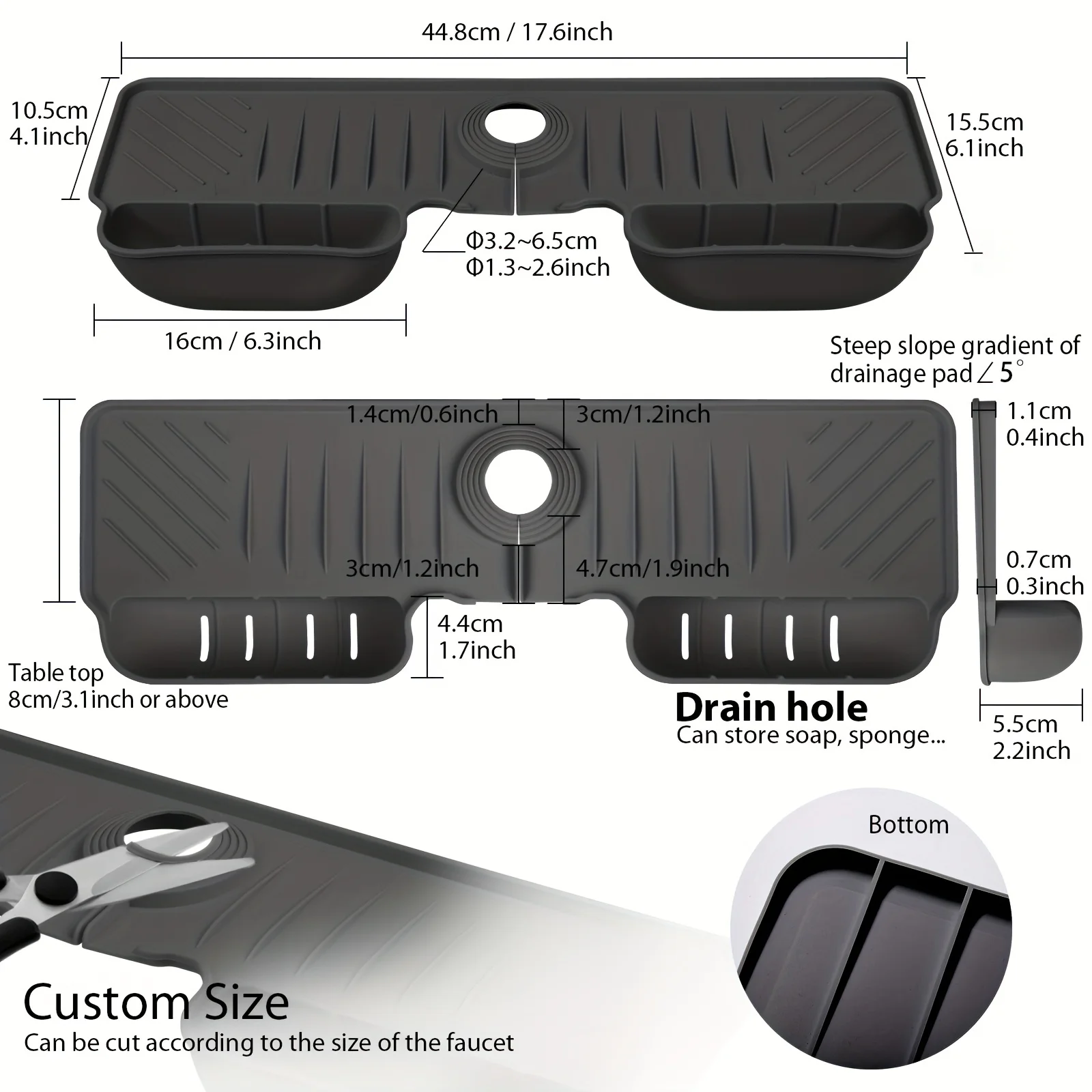 Silicone Sink Splash Guard Waterproof And Mildew-Proof Mat Draining Organization Plate For Kitchen Sink Storage 6