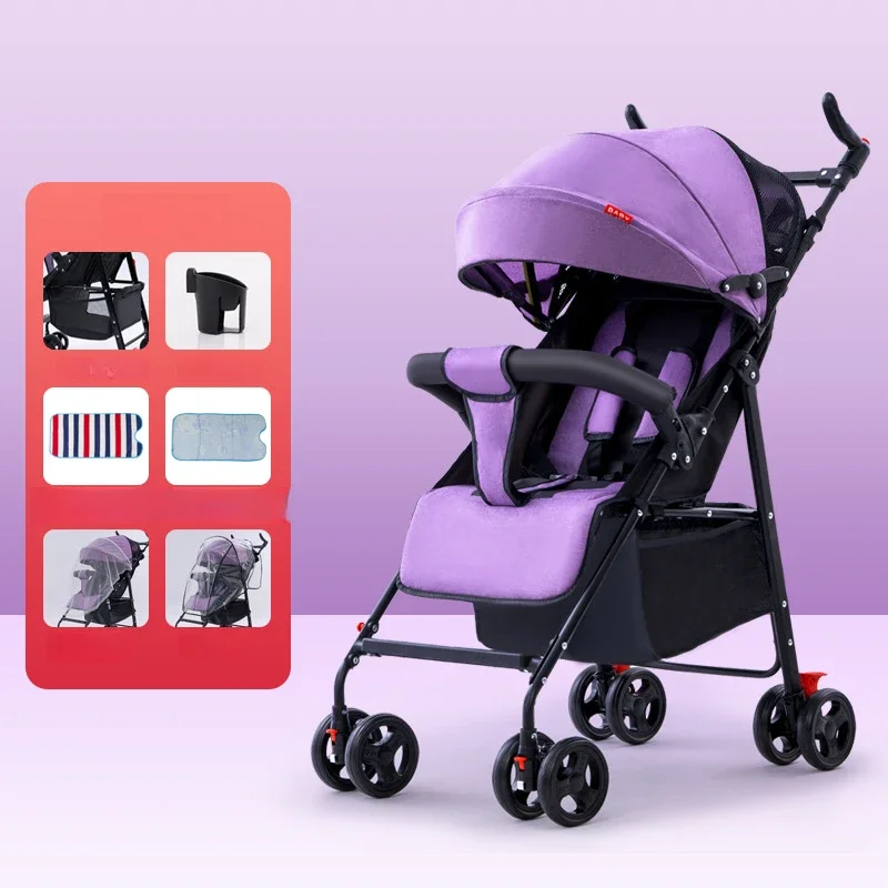Baby Stroller Can Sit or Lie Down Ultra-light Portable Simple Shock-absorbing Folding Baby BB Stroller