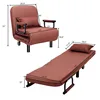 Convertible Sofa Bed Folding Arm Chair Sleeper Leisure Recliner-Brown 2
