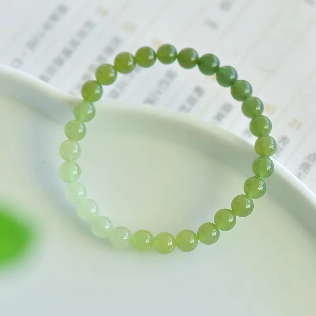 

Hetian Jade Qinghai Материал ювелирные изделия градиентный браслет 6 мм 28 шт. 1467 #