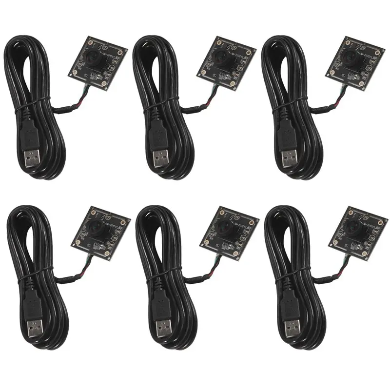 6Pcs 100도 카메라 모듈 1MP OV9732 1280X720 USB 무료 드라이버 수동 초점, Winxp/7/8/10용 2미터 케이블 포함