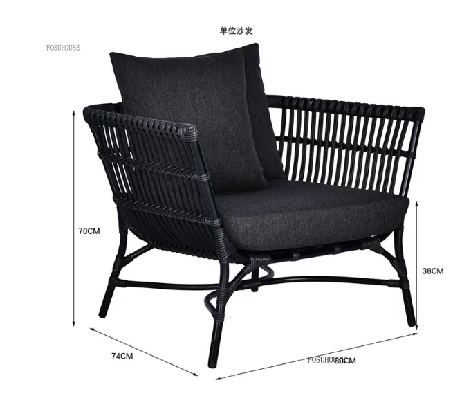 High-end Outdoor Sofas Leisure PE Rattan Courtyard Terrace Garden Sofa Chair Villa Outdoor Waterproof Sun Protection Furniture