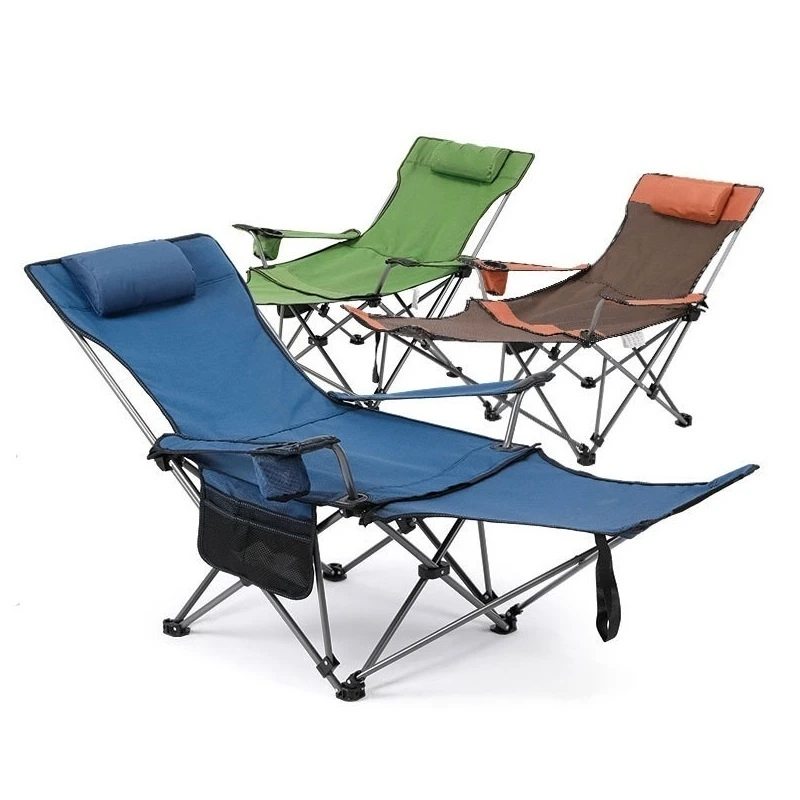 Portable Folding Deck Chair Adjustable Camping Chair With Cup Holder