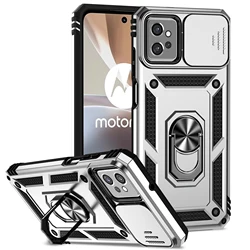 Luxury Armor Case with Ring Holder & Slide Lens Stand for Motorola Moto G Stylus 5G (2025) (SR)