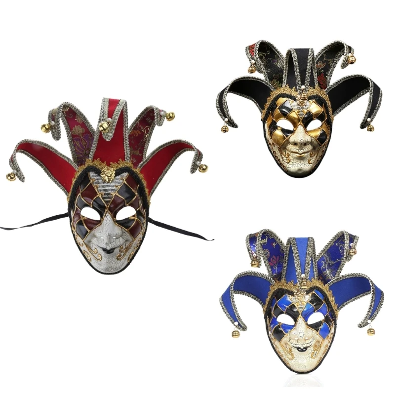 Maschera Veneziana A Pieno Facciale Maschera Da Giullare Maschera Per Travestimento Per Decorazioni Halloween H9Ed
