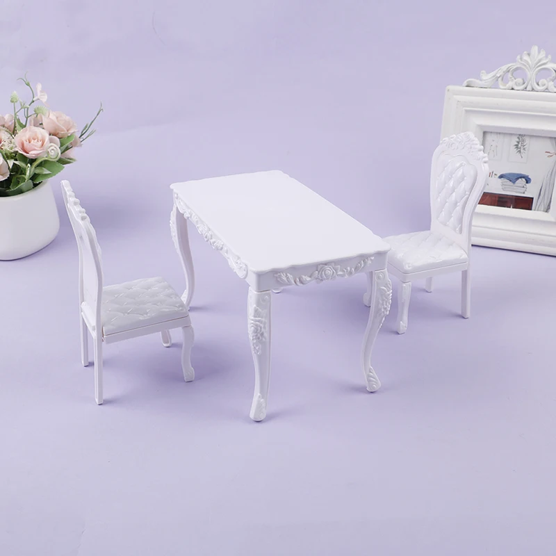 Miniature Dollhouse Kitchen and Office Furniture Set - Dining Table and Chair