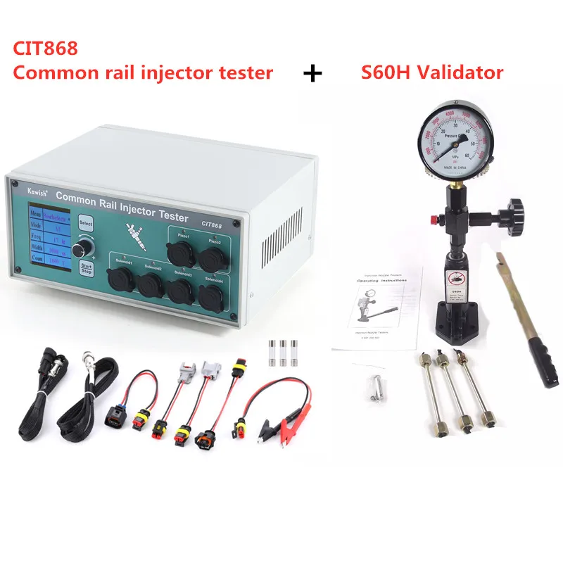 

Upgrade CIT800 CIT868 4 Channels Diesel Common Rail Injector Tester 2PCS Piezo Injector Tester + S60H Injector Validator