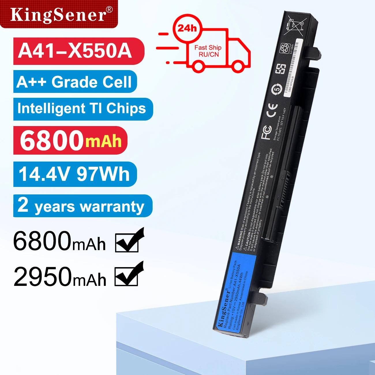 Bateria do Portátil de Asus Pilha de Coreia Novo A41-x550a A41-x550a A41-x550 X450 X550 X550c X550b X550v X450c X550ca X452ea X452c 14.4v 6800mah