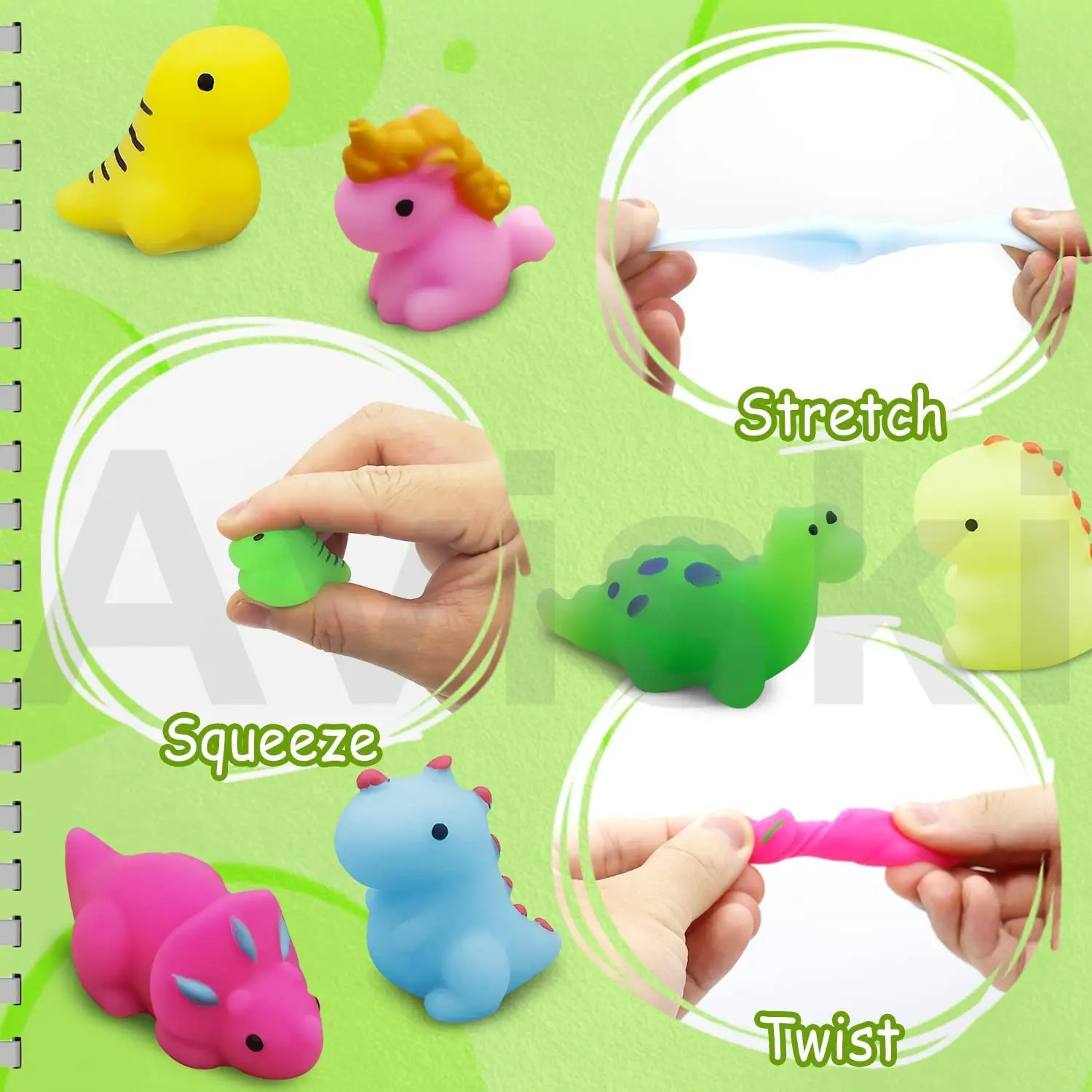 10PCS Cute Animal Creativity Novelty Soft Glue Dinosaur Pinch Pressure Relief And Release Small Toys For Children's Birthday Gif