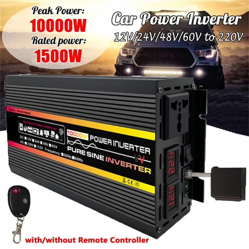 

10000W Car Inverter 12V/24V/48V/60V To 220V LCD Display Pure Sine Wave Inverter with/without Remote Controller