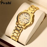 POSHI Original Waterproof Quartz Watch for Women Fashion Ladies Bracelet Luxury Stainless Steel Strap Date Week Women's Watches 1