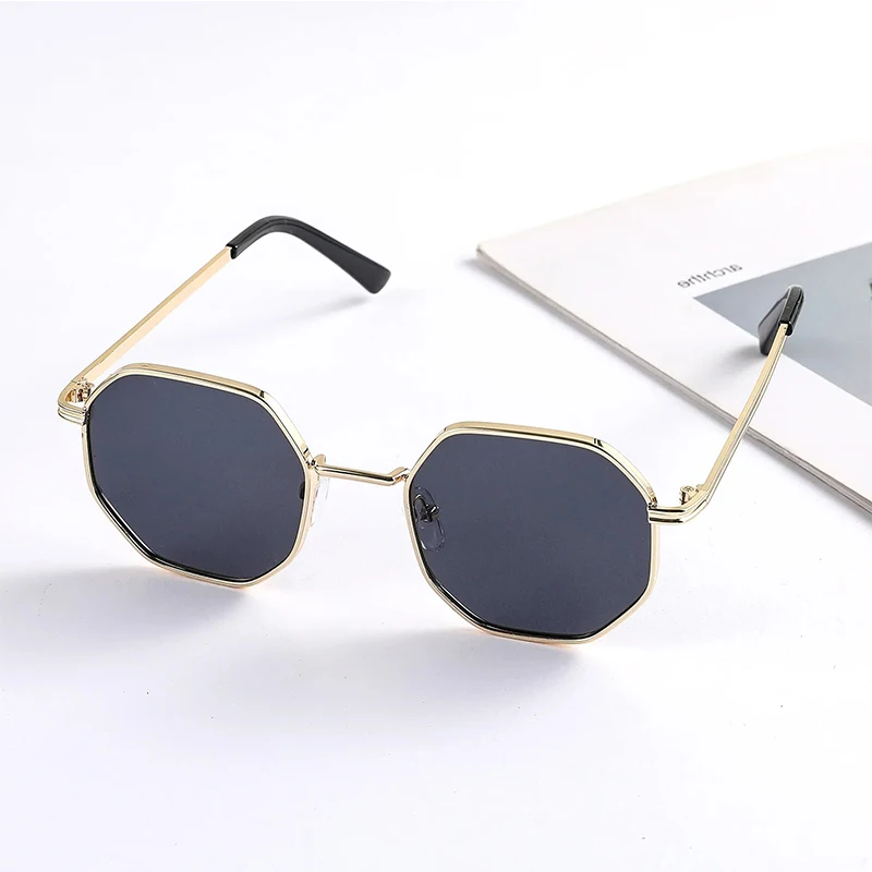 

Fashion Boys Girls Octagon Metal Sunglasses Polygon Trend Children's Sun Glasses Kids Outdoor UV400 Eyewear