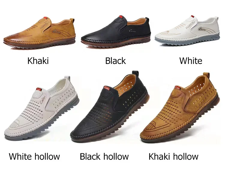 Herren-Lederschuhe, Freizeitschuhe, zum Hineinschlüpfen, weiches Leder, weiche Sohle, atmungsaktive Schuhe, modische, strukturierte, weiche Lederschuhe – Detail 3
