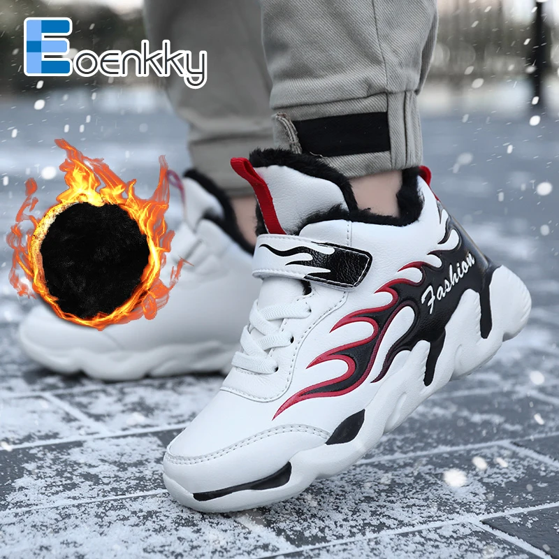 

Warm Plush Kids Sneakers Sport Running Winter Children's Casual Shoes Leather Waterproof Boys Sneakers Non-Slip Soft Shoes Girls