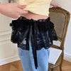 Korean Lace Mini Skirt Women Y2K Streetwear Lace Up Ruffles Skirt Summer Harajuku Kawaii High Waist Pleated Black Skirts Ladies 4